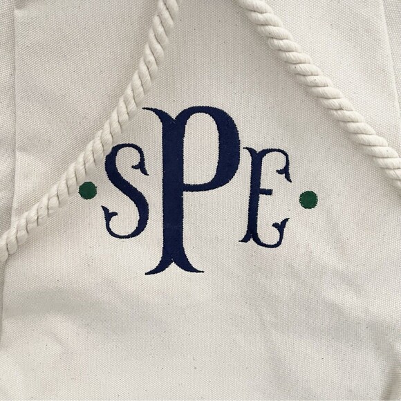 Canvas XL Drawstring Backpack Hand Crafted Bag Carry On Monogram Embroidered - Picture 2 of 13